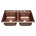 Sinkology KDF-3322AH Raphael Dual Mount Handmade Pure Solid 4-Hole Double Bowl Kitchen Sink, 33