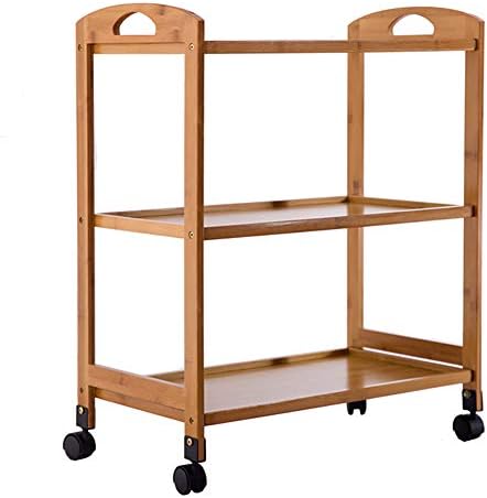 Medical Cart Tool 3 Tier Hotel Catering Cart with Brake Wheel, Beauty Salon Gallery Rolling Trolley, Wooden Medical Equipment Tool Storage Cart (Color : Wood Color)