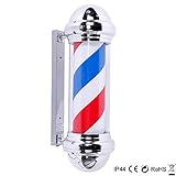 Mefeir 30" Classic Barber Pole LED Light,Hair Salon Rotating Red White Blue ShopSign,4W LED Light Strips
