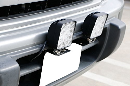 iJDMTOY Miniature Front Bumper License Plate Mount Bracket Holder For Off-Road Lights, LED Work Lamps, LED Lighting Bars, etc (Black Finish)