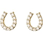 Horseshoe Lucky Real 925 Sterling Silver Small Mini Stud Earrings for Women Hypoallergenic Tiny Unique Lightweight Birthday Cartilage Piercing Fashion Dainty Jewelry
