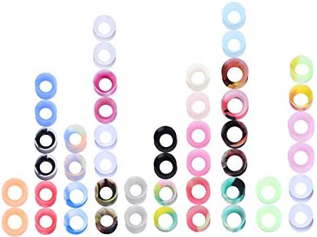 WBRWP48/32/24/22/20/16/12pcs Ear Tunnels and Plugs - Double Flared Hollow Hard/Soft Silicone Ear Gauges - Ear Expander Stretcher Body Piercing Jewelry 8g-1"