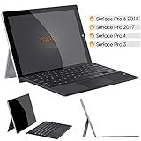 EADOU Microsoft Surface Pro 6 Keyboar Case/Surface Pro 5 (Pro 2017) / Pro 4 / Pro 3 Cover(12.3 in.), Surface Case with Keyboar, 7-Color LED Backlit, Lightweight Slim Wireless Keyboard