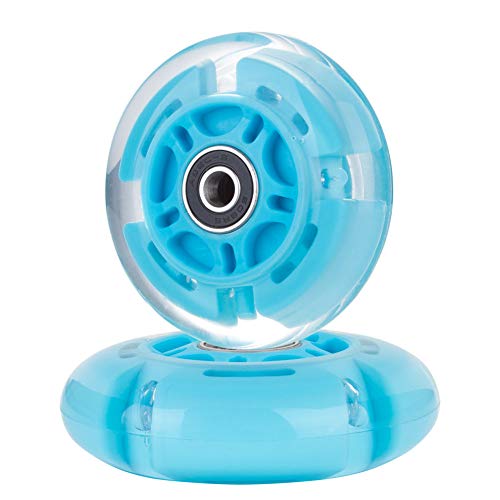 AOWISH 2-Pack Light Up Scooter Rear Wheels 80mm LED Flashing Inline Skates Replacement Wheel with Bearings ABEC-9 for Toddle Kids Adjustable 3-Wheel Kick Scooters (Blue)
