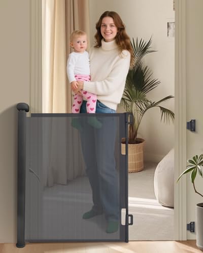 Child Safety Gate 0-140 cm, Baby and Dog Safety Gate for Stairs, Quick Assembly, Secure Locking, Ideal for Stairs, Doors and Corridors, Black