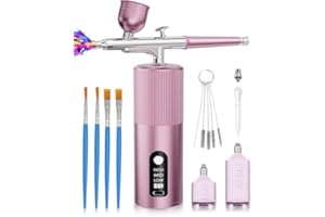REXLEY Airbrush Kit with Compressor - Airbrush for Nails,48PSI Screen Display Air Brush,Rechargeable Wireless Airbrush Gun Machine for Nail Art, Makeup, Painting, Cake Decor