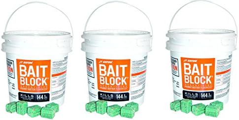 J T Eaton 166004 709-PN Bait Block Rodenticide Anticoagulant Bait, Peanut Butter Flavor, For Mice and Rats (9 lb Pail of 144) (3 PAIL'S)