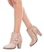 Olivia K Women's Classic Stacked Wood heel with Side Zipper Enclosure - Adjustable Ankle Straps with Buckle