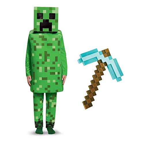 BirthdayExpress Minecraft Creeper with Pick Axe Deluxe Child Costume Kit Small