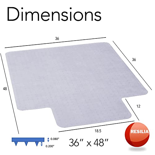 Resilia Office Desk Chair Mat with Lip for Low Pile Carpet (with