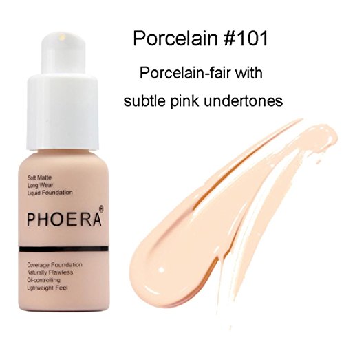 Oksale New 30ml PHOERA Matte Oil Control Concealer Foundation Cream Liquid Foundation (#101)