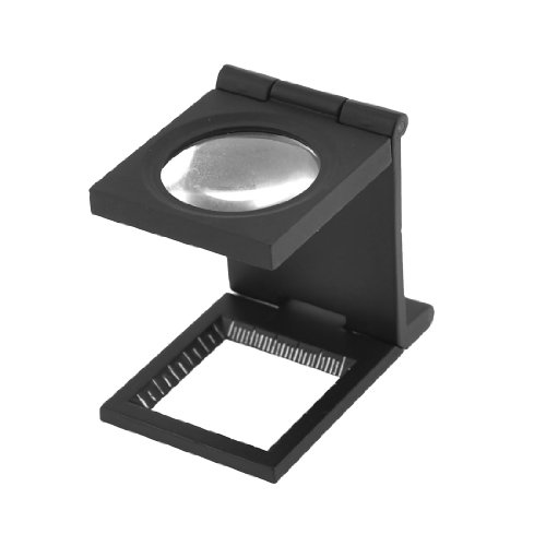 uxcell Black Metal Folding Magnifier Magnifying Glass Jewelry Loupe 5X