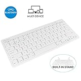 Macally Compact Wireless Bluetooth Keyboard - Features a Built-in Stand & Multi-Device Sync - Compatible with Apple Mac, iMac, MacBook Pro/Air, iPhone, iPad, Windows PC Computer Laptop, Android, etc.