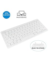Ma y Multisync - Teclado Bluetooth inalámbrico compacto con soporte integrado para tabletas y smartphones - Funciona con Apple Mac, iMac, MacBook Pro Air, iPhone, iPad, Windows PC, ordenador portátil, Android, etc.