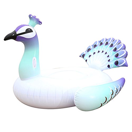 Giant Inflatable Pool Floats,ADSRO Deluxe Peacock/Seahorse Swimming Pool Float Ride-on Outdoor Swimming Party Lakes or the Beach Large Hammock Lounge Raft Toys for Adults Kids size 59 inch (Peacock) - Thumbnail 7