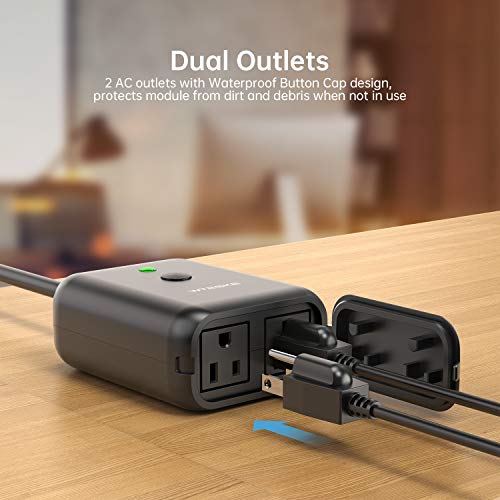 Smart Dimmer Plug, WiFi Plugin Outdoor Dimmer with 2 Sockets