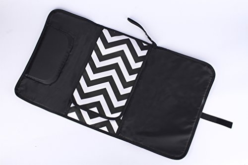Baby Diaper Changing Pad - Delswin Portable Change Mat Station - Travel Organizer Clutch Kit for Newborns Toddlers Infants Diapering, Head Cushion and 3 Pockets (Black & White) - Thumbnail 3