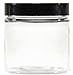 Clear 4 Ounce PET Round Plastic Jars with Black Lids, and 1 Mini Jar, 12 Pack (C4BMJ12)