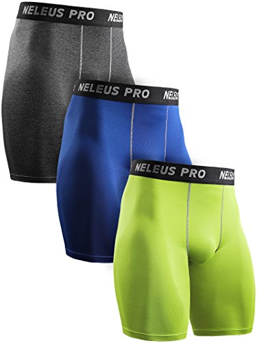 Neleus Men's 3 Pack Compression Shorts Athletic Sport Underwear