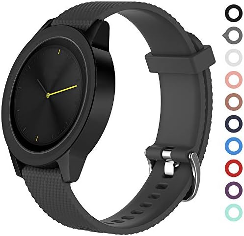 Meifox Garmin Vivomove HR Bands,Solf Silicone Replacement Band for Garmin Vivomove HR Premium Sport Watch (Gray, Sport Large)