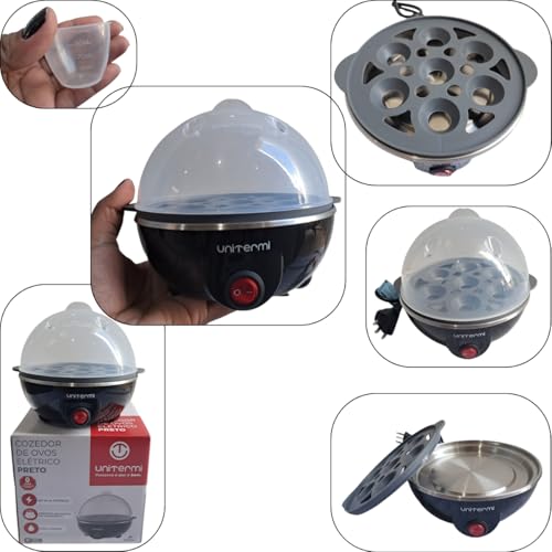 Cozedor De Ovos Portátil Elétrico a Vapor Cozinha até 7 Ovos Desliga automático (PRETO)