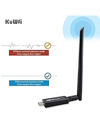 KuWFi Adaptador USB de correa dual Bluetooth 4.1 WiFi, inalámbrico AC 1200 Mbps 5 GHz WiFi USB 3.0 LAN adaptador de alta ganancia antena tarjeta de red para sistemas Windows Linux