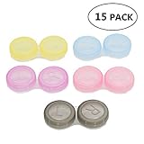 HUELE 15 Pack Colourful Contact Lens Box Holder Container Case Soak Storage Eyecare Kit