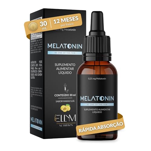Melatonina em Gotas Sublingual 0,21mg por Gota ELLYM NUTRITION 30ml Sabor Maracujá Rápida Absorção Efeito Imediato (30 mL)