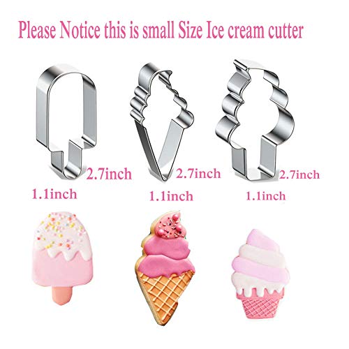 Ice Cream Cookie Cutter, 6 Pieces Small Sweet Cookie Cutters Set Stainless Steel Metal Molds