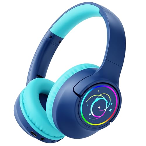 Bluetooth-Kopfhörer für Kinder, 85 Stunden Spielzeit, kabellose Kopfhörer für Kinder, bunte LED-Lichter, 85/94 dB sichere Lautstärkeregelung, Bluetoot