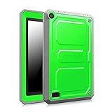 Fintie Impact Resistant Case for Amazon Fire (Previous Generation - 5th) 2015 release - [CaseBot Tuatara] Rugged Unibody Hybrid Full Protective Bumper Cover with Built-in Screen Protector, Green