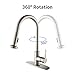 HOMELODY Commercial Brushed Nickel Kitchen Faucet, cUPC Certificated Kitchen Faucets with Pull Down Sprayer, Single Handle Kitchen Sink Faucet with Deck Plate, High Arc Pull Down Kitchen Faucet
