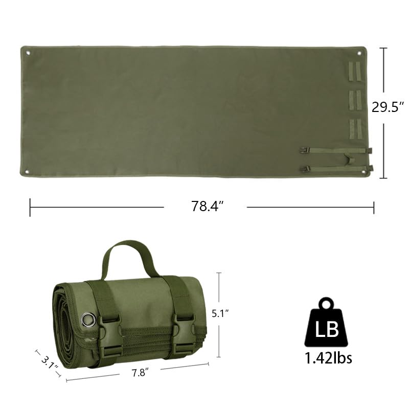Wind Tour Tactical Shooting Mat - Waterproof Anti-Slip Outdoor Camping Pad, Folding Picnic Blanket 29.5x78 Inch Portable Carry Strap