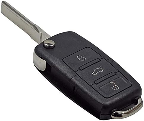 RSFOW 3 Buttons Remote Flip Key Shell Case Replacement Compatible With VW Volkswagen Passat Polo Golf Touran Bora Uncut Blade Case