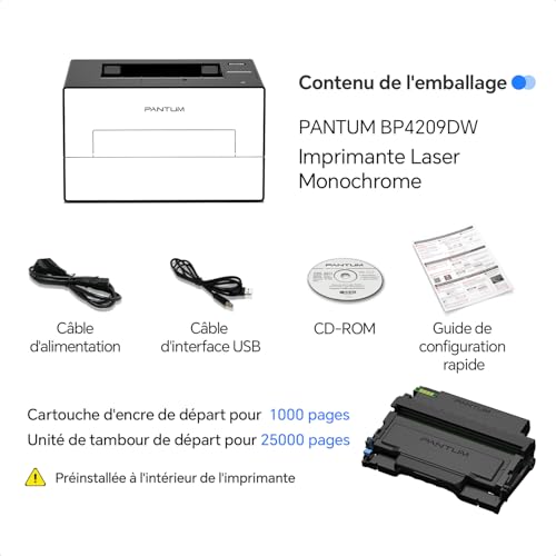 PANTUM BP4209DW Black and White Laser Printer with 30ppm Speed, Automatic Duplex Printing and Anti-Jam Function, Compatible with USB, Wi-FI, AirPrint, Mopria