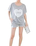 MyFav Pajama Set Big Girls Comfy PJS Lovely Heart Shape Printed Sleepwear Nighty
