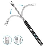 Vansware Candle Lighter, Electric Arc Lighter USB Rechargeable Long Lighter with Battery Indicator Safety Switch Windproof Flexible Neck Lighter for Home Kitchen Party BBQ Camping Stove (Black)