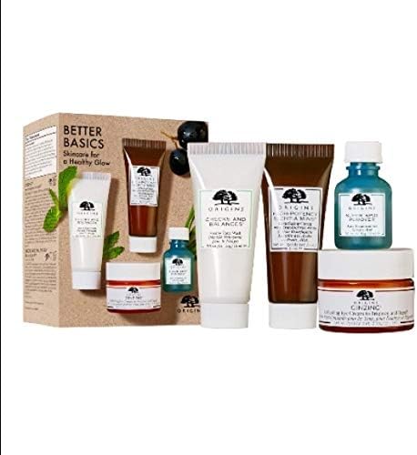 Origins Skincare Gift Set $67 Value Full Size Ginzing Refreshing Eye Cream, Spot Remover + Sample Size Checks and Balance Cleanser, Night a Min Cream