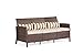 SOLAURA Outdoor Furniture Couch Brown Wicker Patio Sofa 3 Seat Light Brown Cushions with Throw Classic Gold Stripe Pillows
