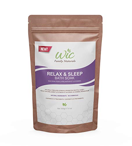 WIC Family Naturals Relax & Sleep Bath Soak, 6-10 Treatments Per Bag – Stress Relief, Relaxation & Restful Sleep Mineral Bath Salts w/Essential Oils