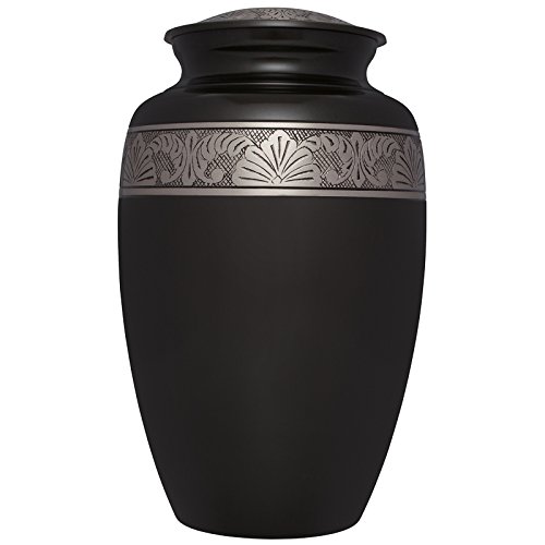 Black Funeral Cremation Urn - Cremation Urn for Human Ashes - Hand Made in Brass -Suitable for Cemetery Burial or Niche- Large Size fits Remains of Adults up to 200 lbs- Avediana Model - Thumbnail 4