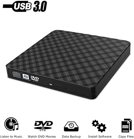External CD Drive USB 3.0 Portable CD DVD Player, Paragala Ultra Slim CD DVD Drive Burner Reader Writer with Embedded Cable Excellent External DVD Drive for Mac Laptop Notebook and Desktop (1#)