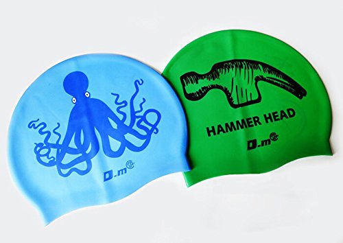 PANDA SUPERSTORE Fashion Item/Silicone Stretchable Swim Swimming Cap For Adult/Blue Octopus