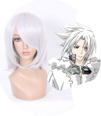 Smile Cosplay Anime wig 35cm Long D.Gray-man-Allen Walker Silvery White