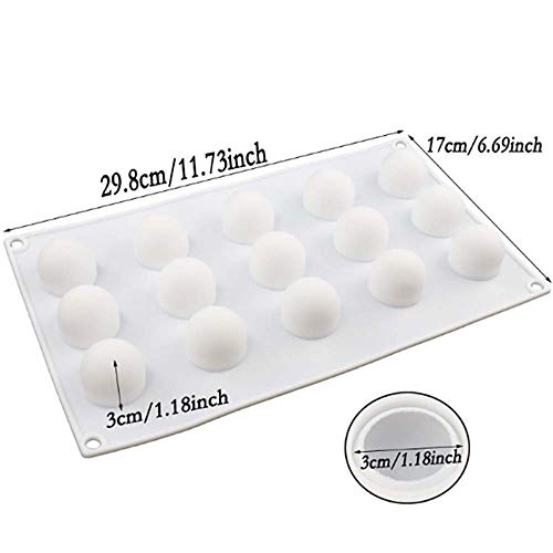 EORTA 15 Cubes Silicone Cake Mold 3D Mini Ball Molds Baking Tray Mould Tool for Mousse Dessert Chocolate Truffle Pudding Ice, Random Color