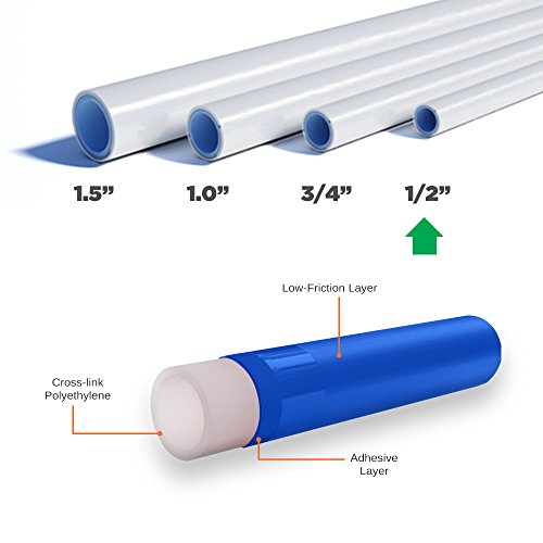 Pexflow PFW-W12100 PEX Potable Water Tubing Non-Barrier Pipe, 1/2 Inch x 100 Feet, White