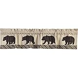VHC Brands Rustic & Lodge Kitchen Window Curtains-Wyatt Tan Bear Valance, 16x72