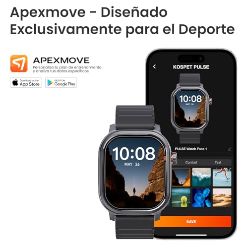 KOSPET Pulse Smart Watch, AMOLED 1.96 Inch Ultralight Sports Smartwatch Bluetooth Calls, Heart Rate Monitor/SPO₂/Sleep, 25 Days Battery, IP68 Waterproof, 175 Sports Modes
