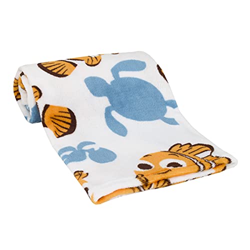 Disney Finding Nemo Orange, Aqua & White Crush & Squirt Turtle Super Soft Baby Blanket