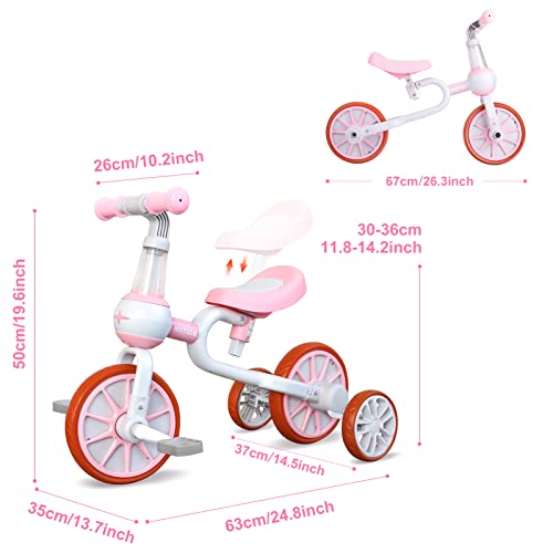 3 in 1 Kids Tricycles Gift for 24 Years Old Boys Girls with Detachable